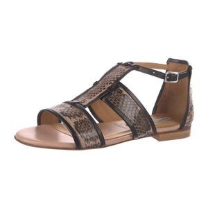 Alberto Fermani Snake Print Leather Strap Sandals